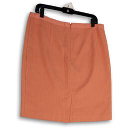 Womens Orange Flat Front Back Zip Short Straight & Pencil Skirt Size 12 alternative image