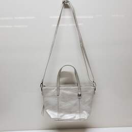 HOBO Kingston Leather Mini Tote Crossbody Bag in Silver Metallic