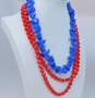 VNTG Mid Century Bright Red & Blue Beaded Necklaces image number 2