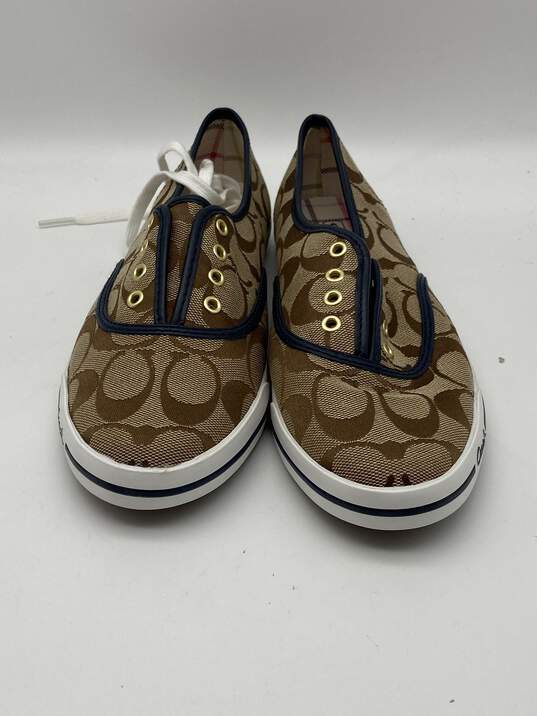 Authentic Womens Audrina Q368 Brown Monogram Sneaker Shoes Size 6.5B image number 1