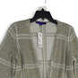 NWT Womens Gray White Plaid Long Sleeve Open Front Cardigan Sweater Size M image number 3