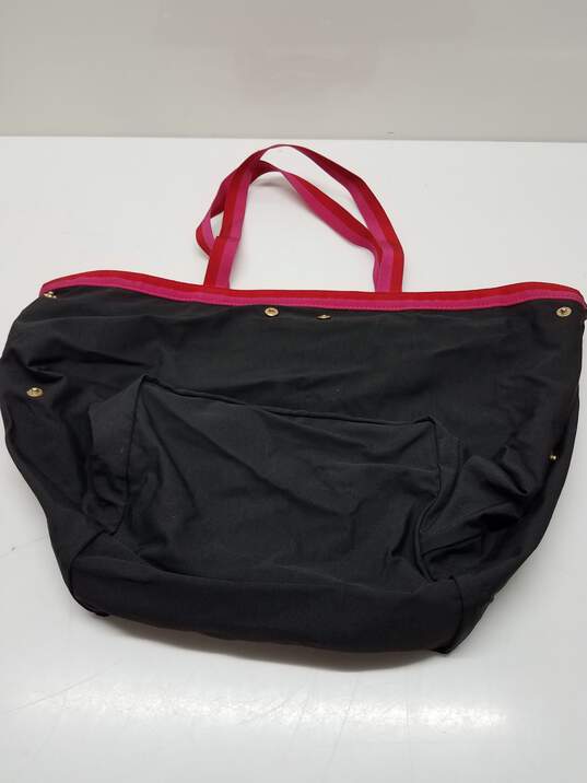 Kate Spade Black Nylon Travel Tote Bag Pink Stripe image number 2