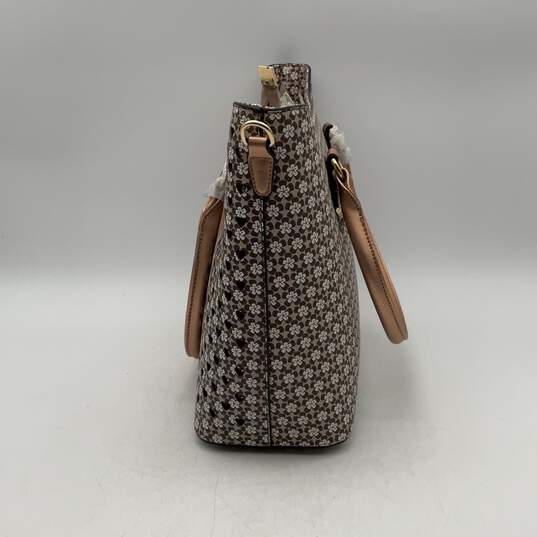 Brangio Womens Beige Floral Shimmer Bottom Stud Double Top Handle Handbag image number 4