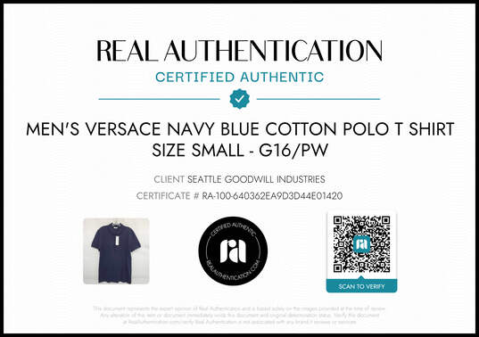 Versace Collection Men's Navy Blue Cotton Polo Shirt Size Small NWT - AUTHENTICATED image number 2