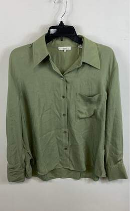 NWT Vince Womens Green Collared Long Sleeve Button-Up Shirt Size Small