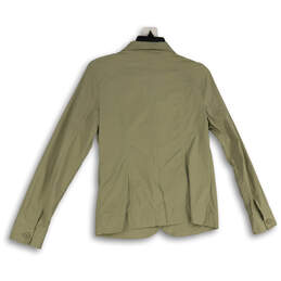 Womens Tan Bend Collar Long Sleeve Welt Pocket Button Front Jacket Size 4 alternative image