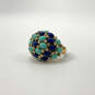 Designer Stella & Dot Gold-Tone Turquoise Multicolor Stone Band Ring image number 1