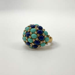 Designer Stella & Dot Gold-Tone Turquoise Multicolor Stone Band Ring