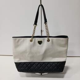 Betsey Johnson Women's White And Black Leather Purse