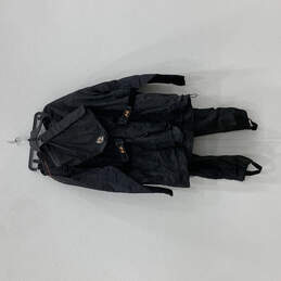 Mens Black Long Sleeve Full-Zip Hooded 2 Piece Rain Jacket Sz XXL w/ Pouch