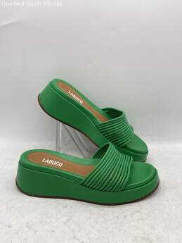 Labucq Womens Caye Green Leather Open Toe Slip-On Wedge Slide Sandals Size EU 38 alternative image