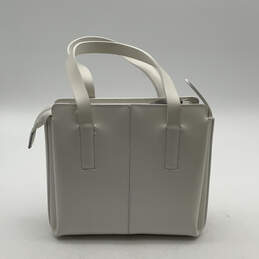 Womens White Leather Double Strap Inner Pocket Zipper Tote Handbag