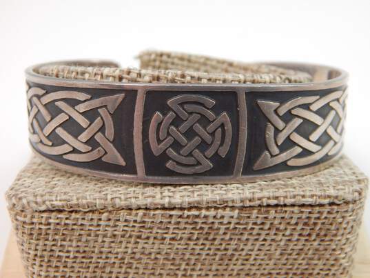 Celtic Style 925 Chunky Scrolled Cuff Bracelet 33.5g image number 1