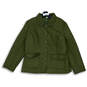Womens Olive Green Pockets Long Sleeve Button Front Quilted Jacket Size XL image number 1