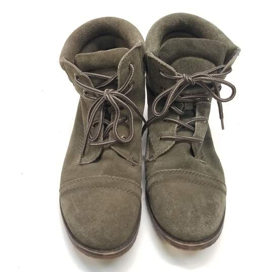 Steve Madden Maecie Olive Green Suede Lace Up Ankle Boots Women's Size 8.5 M image number 5