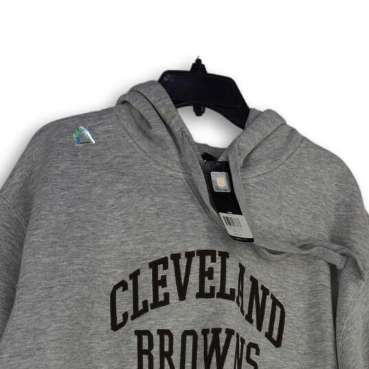 NWT Mens Gray Cleveland Browns Kangaroo Pocket Pullover Hoodie Size Large image number 3