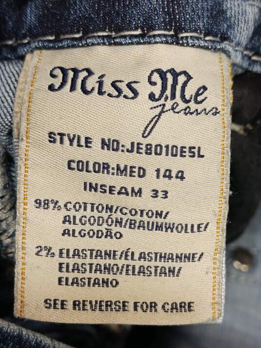 Miss Me Women's Embellished Blue Easy Boot Distressed Jeans Size 29 image number 5