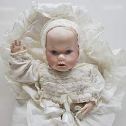 Vintage 1988 Franklin Heirloom Bisque Victorian Christening Porcelain Baby Doll alternative image