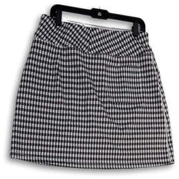 Womens Black White Check Regular Fit Elastic Waist A-line Skirt Size L alternative image