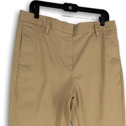 Womens Tan Flat Front Slash Pockets Straight Leg Dress Pants Size 12T image number 3