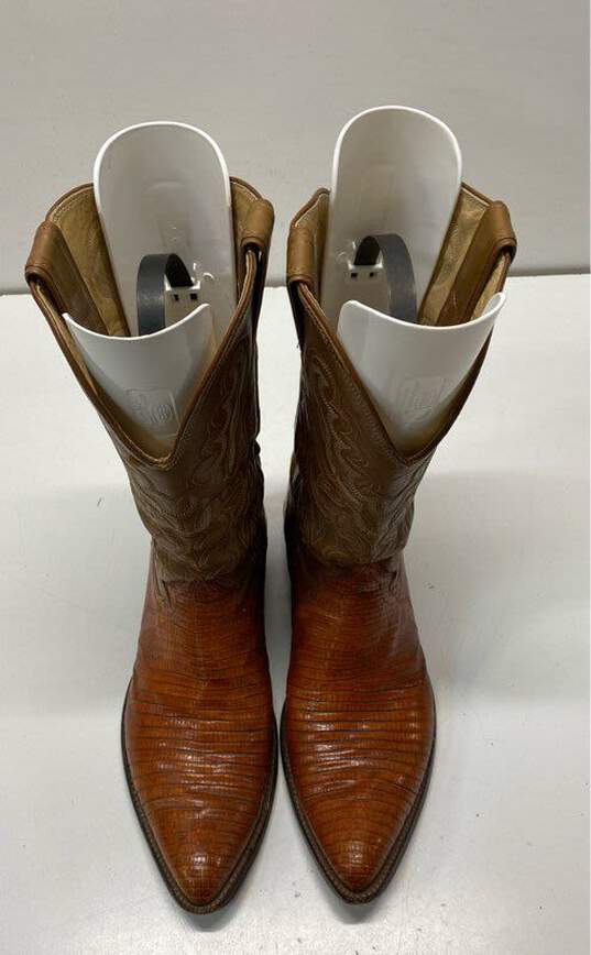 Justin 9087 Teju Lizard Brown Cowboy Western Boots Size 10.5 D image number 5
