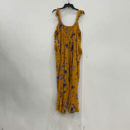 NWT Womens Yellow Floral V-Neck Straight Leg One-Piece Jumpsuit Size 1X alternative image