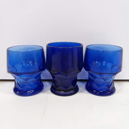 13pc. Assorted Mid-Century Blue Glass Drinkware Set image number 4