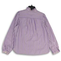NWT Loft Womens Purple Striped Ruffle Long Sleeve Blouse Top Size Small alternative image