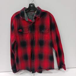 Men's Red & Black Plaid Woolrich Shirt Size L