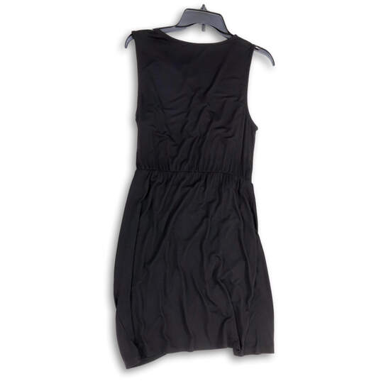 NWT Womens Black Sleeveless V-Neck Pullover Knee Length Wrap Dress Size PM image number 2