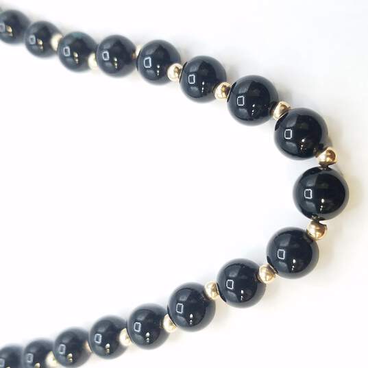 14K Gold Endless Onyx Beaded Necklace 48.4g image number 2