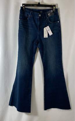 NWT Express Womens Blue 70's Mid Rise Ultra Hyper Stretch Flared Jeans Sz 6/8/10