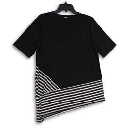 Calvin Klein Womens Black White Round Neck Short Sleeve Blouse Top Size Medium alternative image