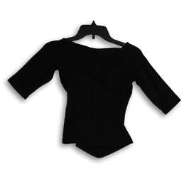 NWT Womens Black 3/4 Sleeve Surplice Neck Pullover Blouse Top Size XS alternative image