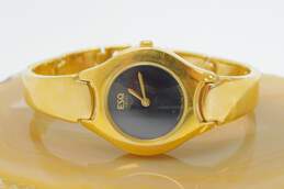 Esquire Swiss 100563 4 Jewels Gold Tone Black Dial Women's Dress Watch 38.2g