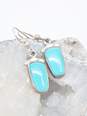 925 Monika Signed Faux Turquoise Dangle Hook Earrings 4.7g image number 3