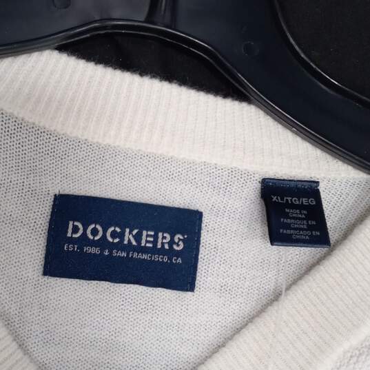 Dockers Men's Ivory LS V-Neck Sweater Sze XL NWT image number 5