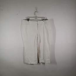 Womens Medium Wash Straight Leg Flat Front Capri Pants Size 18