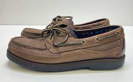 Timberland 71024 Brown Leather Moc Toe Boat Shoes Men's Size 9.5