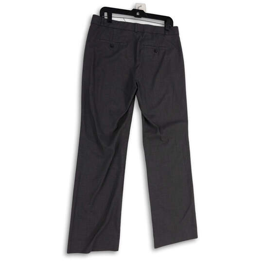 Buy the Womens Gray Flat Front Slash Pockets Straight Leg Dress Pants Size  10