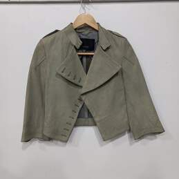 Yigal Azrouel Women's Gray Leather Cropped Blazer Jacket Size 6