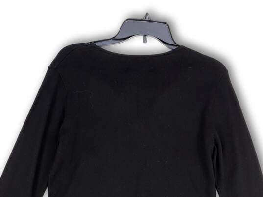 NWT Womens Black Embellished Long Sleeve Side Slit Tunic Sweater Size M image number 4
