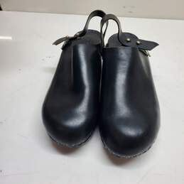 vintage hilcs 90s MIA wooden sling back leather clogs SIZE 11