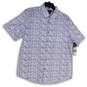 NWT Mens White Blue Chevron Short Sleeve Collared Button-Up Shirt Size XL image number 1