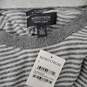 NWT MN's Cotton & Cashmere Blend Gray Stripe Crewneck Sweater Size L image number 3