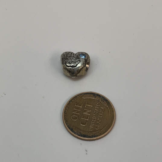 Designer Pandora S925 ALE Sterling Silver CZ Blue Stone Heart Beaded Charm image number 3