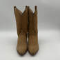 Womens Tan Suede Pointed Toe Mid Calf Cowgirl Western Boots Size 7M image number 1