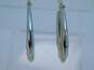 14K Two Tone Yellow & White Gold Textured Oblong Hoop Earrings 3.0g image number 2