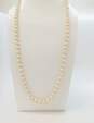 Vintage Faux Pearl Gold Tone Necklace & Earrings 100.5g image number 2