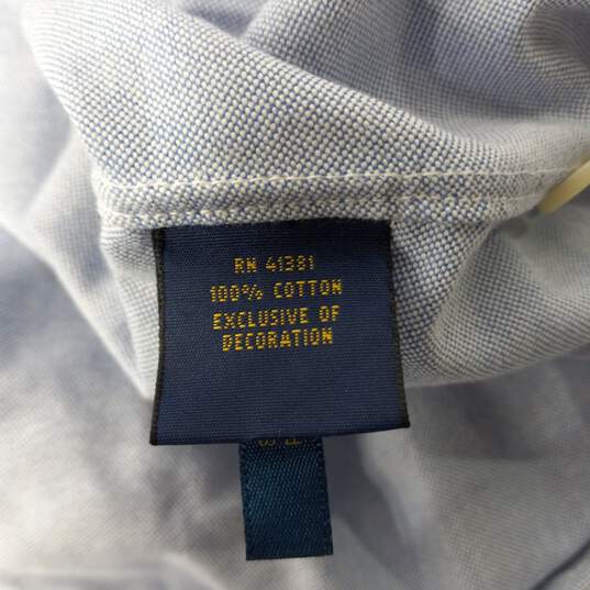 Ralph Lauren Custom Fit Blue Long Sleeve Button Up Dress Shirt Size M NWT image number 4